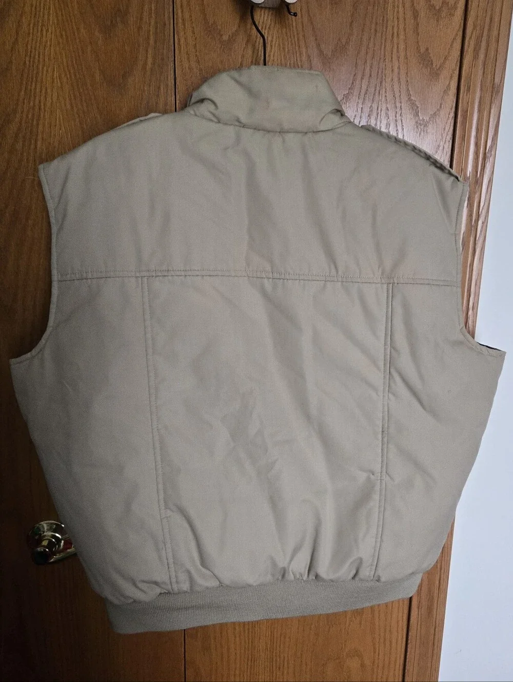 Black Sheep Mens XL Tan Puffer Utility Vest Navy Lined Snap Front Vintage Style